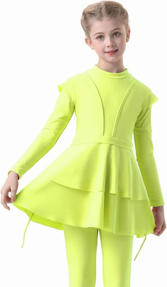 Muslim Swimsuits for Girls Modest Swimwear Full Cover Hijab Burkini Islamic Top Pants Cap 3PCS Rash Guard Sets