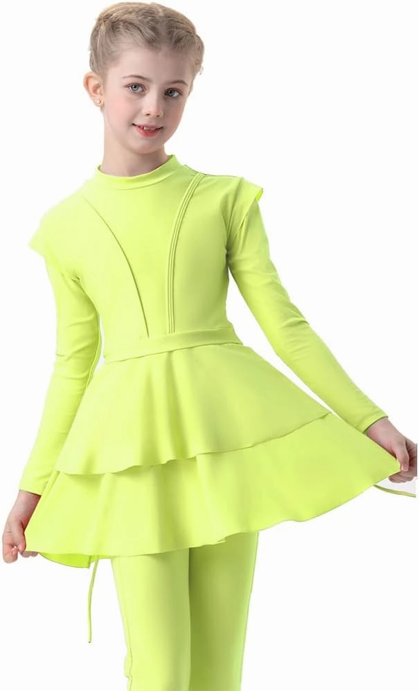 Muslim Swimsuits for Girls Modest Swimwear Full Cover Hijab Burkini Islamic Top Pants Cap 3PCS Rash Guard Sets