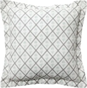 Nate Home by Nate Berkus Cotton Printed Floral Trellis Throw Pillow | Decorative Cushion for Couch, Chairs, Bedroom from mDesign - Square Size 20" x 20", Pearl/Limestone/Charcoal (Cream)