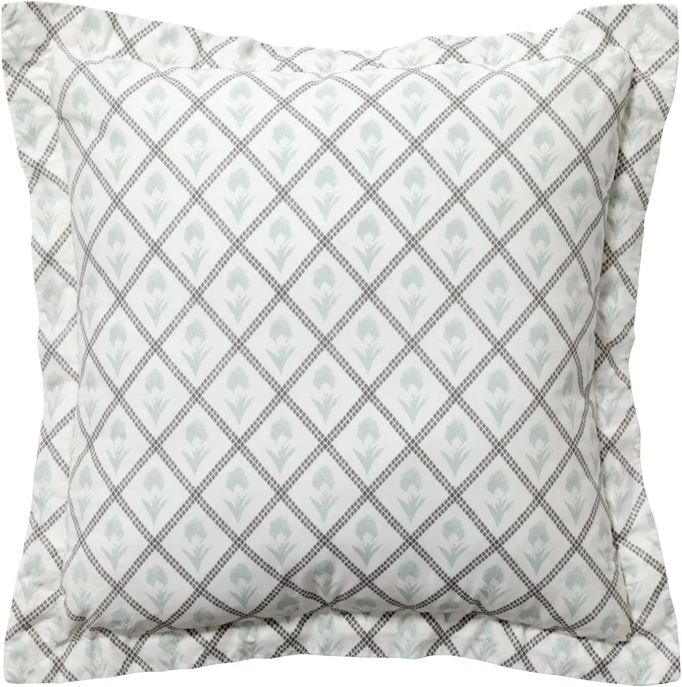 Nate Home by Nate Berkus Cotton Printed Floral Trellis Throw Pillow | Decorative Cushion for Couch, Chairs, Bedroom from mDesign - Square Size 20" x 20", Pearl/Limestone/Charcoal (Cream)