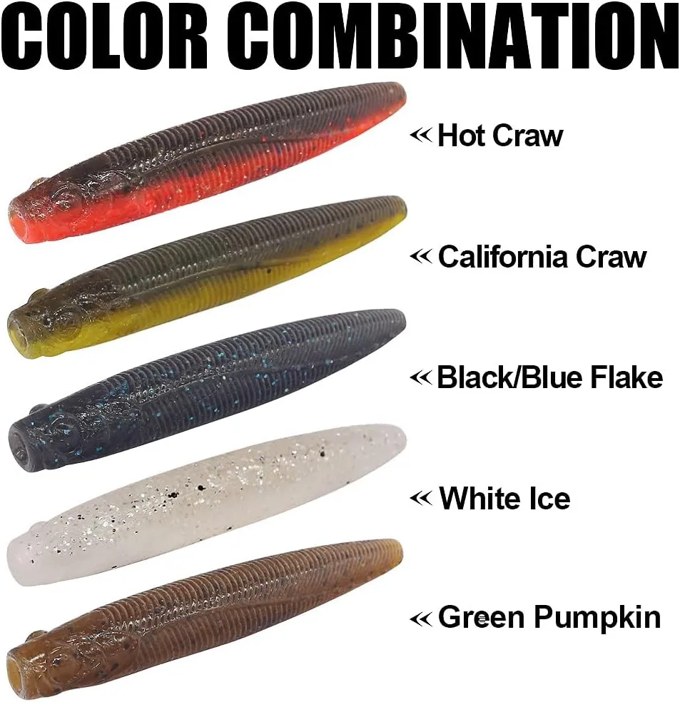 Ned-Rig-Kit-Finesse-Baits-Soft-Plastic-Worms-Fising-Lure for Bass Stick Swimbait Minnow Crawfish Lures Shroom Ned Jig Head Kit