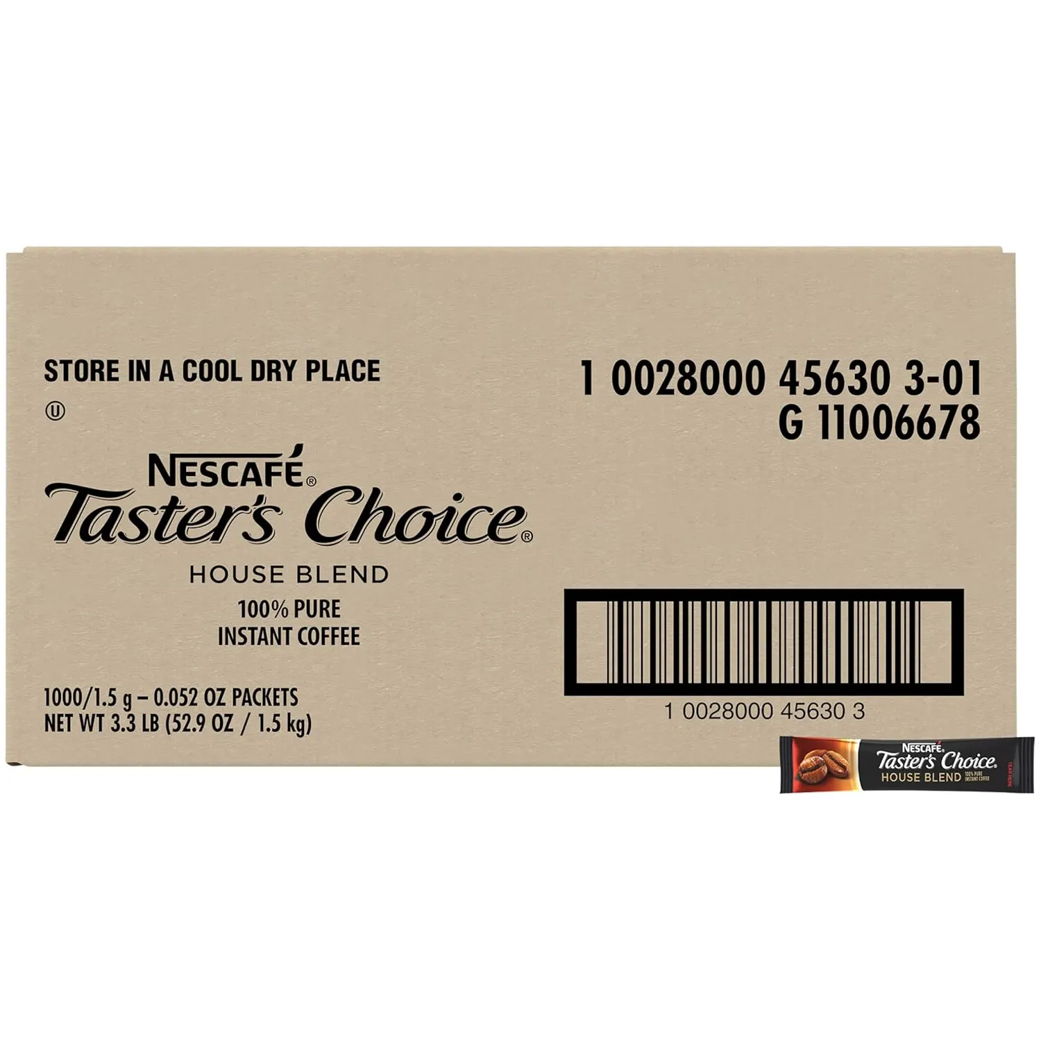 Nescafe Instant Coffee Packets, Taster's Choice Light Roast, Bulk Pack, 1.5 g Packets (Pack of 1000)