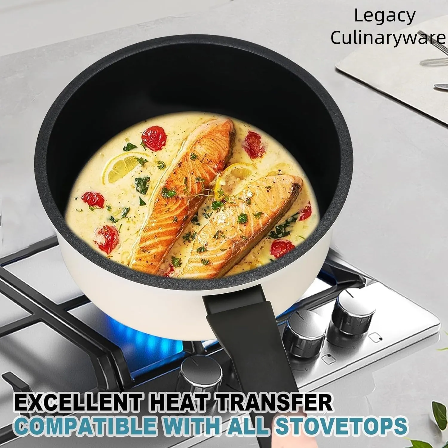 Nonstick Sauce Pan with Lid,1.5QT small pot, PFOA Free,Kitchen Pots Induction Pot,Cream