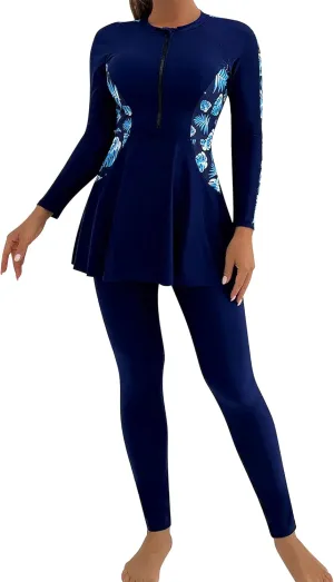 ODIZLI Swimsuit for Muslim Womens Swimwear Long Sleeve Burkini Full Cover Swimsuit Rash Guard Wetsuit Bathing Suit