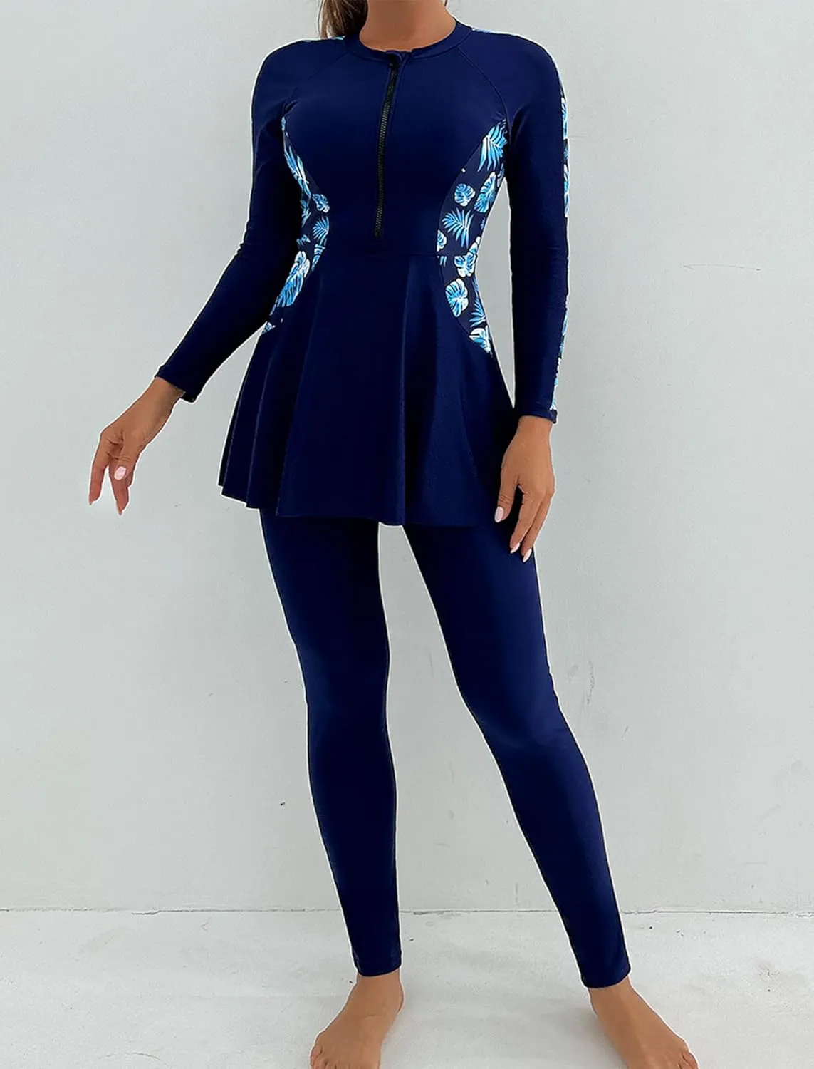 ODIZLI Swimsuit for Muslim Womens Swimwear Long Sleeve Burkini Full Cover Swimsuit Rash Guard Wetsuit Bathing Suit