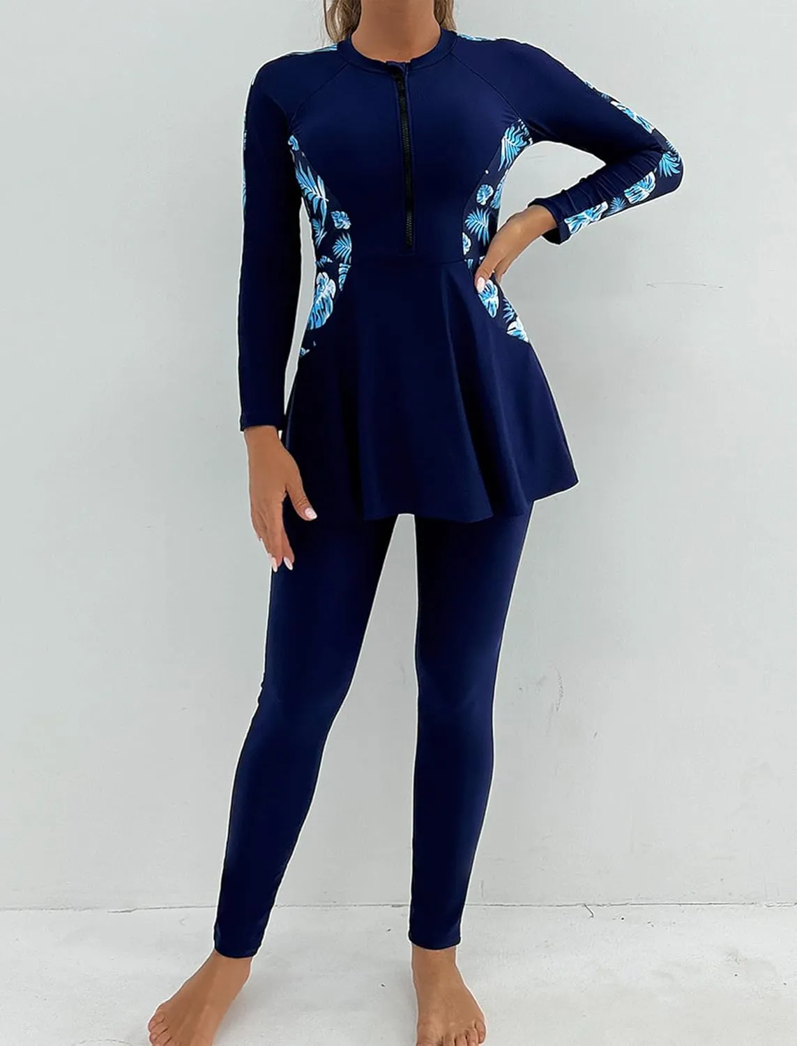 ODIZLI Swimsuit for Muslim Womens Swimwear Long Sleeve Burkini Full Cover Swimsuit Rash Guard Wetsuit Bathing Suit