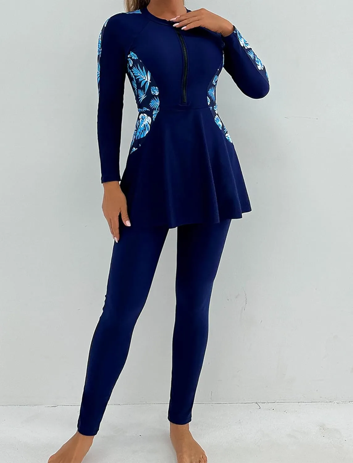 ODIZLI Swimsuit for Muslim Womens Swimwear Long Sleeve Burkini Full Cover Swimsuit Rash Guard Wetsuit Bathing Suit