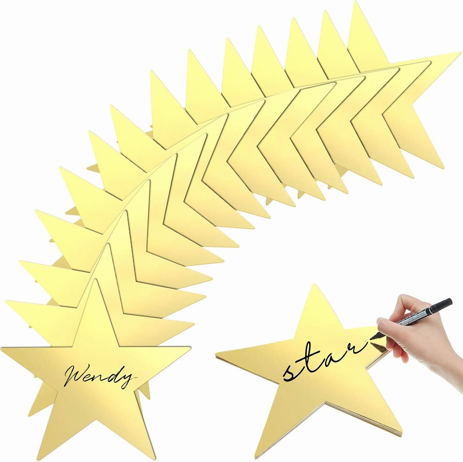 Outus 240 Pieces 11 Inch Large Gold Stars Cutouts Gold Stars Decoration Double Printed Paper Stars for Wedding Bulletin Board Decoration Classroom Wall Party Decoration Graduation Party Decoration