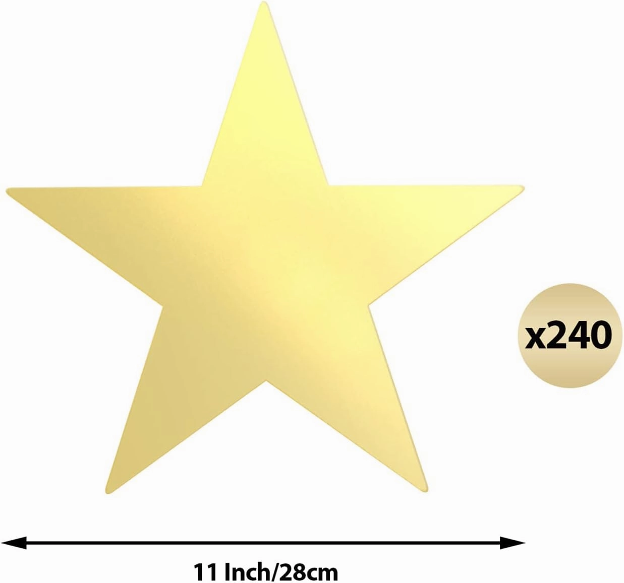 Outus 240 Pieces 11 Inch Large Gold Stars Cutouts Gold Stars Decoration Double Printed Paper Stars for Wedding Bulletin Board Decoration Classroom Wall Party Decoration Graduation Party Decoration