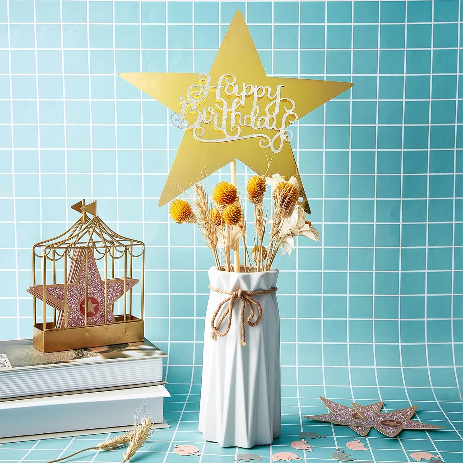 Outus 240 Pieces 11 Inch Large Gold Stars Cutouts Gold Stars Decoration Double Printed Paper Stars for Wedding Bulletin Board Decoration Classroom Wall Party Decoration Graduation Party Decoration