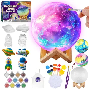 Paint Your Own Moon Lamp Kit, Cool Gifts DIY 3D Space Moon Night Light, Art Supplies Arts & Crafts Kit, Arts and Crafts for Kids Ages 8-12, Toys Girls Boy Birthday Gift Ages 3 4 5 6 7 8 9 10 11 12 