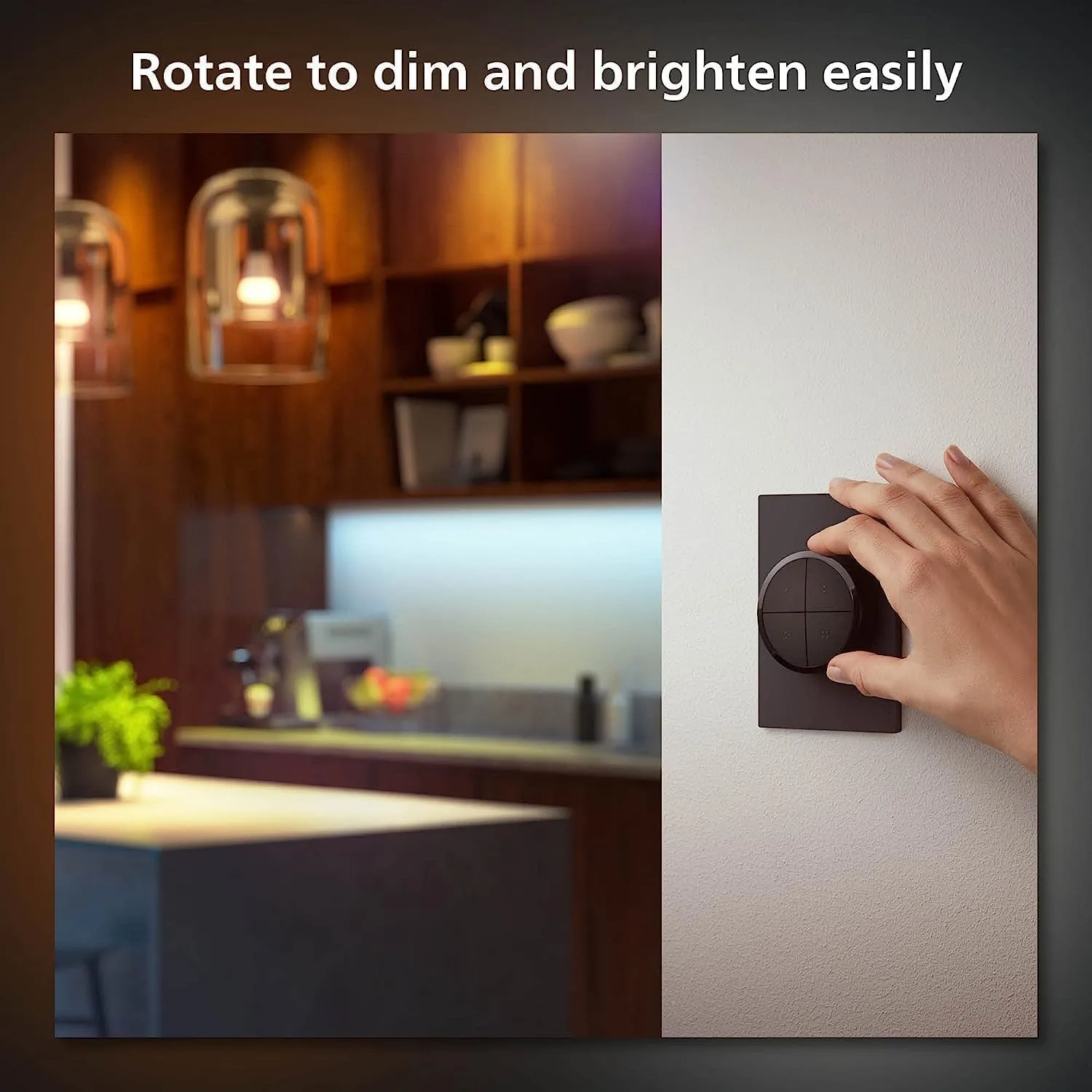Philips Hue Wall Tap Dial Light Switch, Portable, Black - 1 Pack - Requires Hue Lights and Hue Bridge - Smart Home - Easy, No-Wire Installation