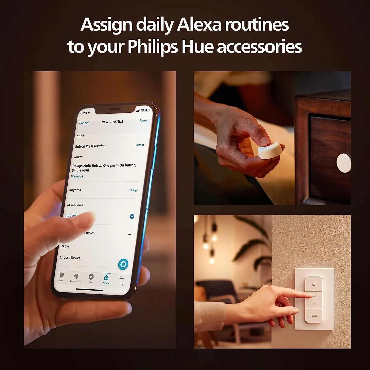 Philips Hue Wall Tap Dial Light Switch, Portable, Black - 1 Pack - Requires Hue Lights and Hue Bridge - Smart Home - Easy, No-Wire Installation