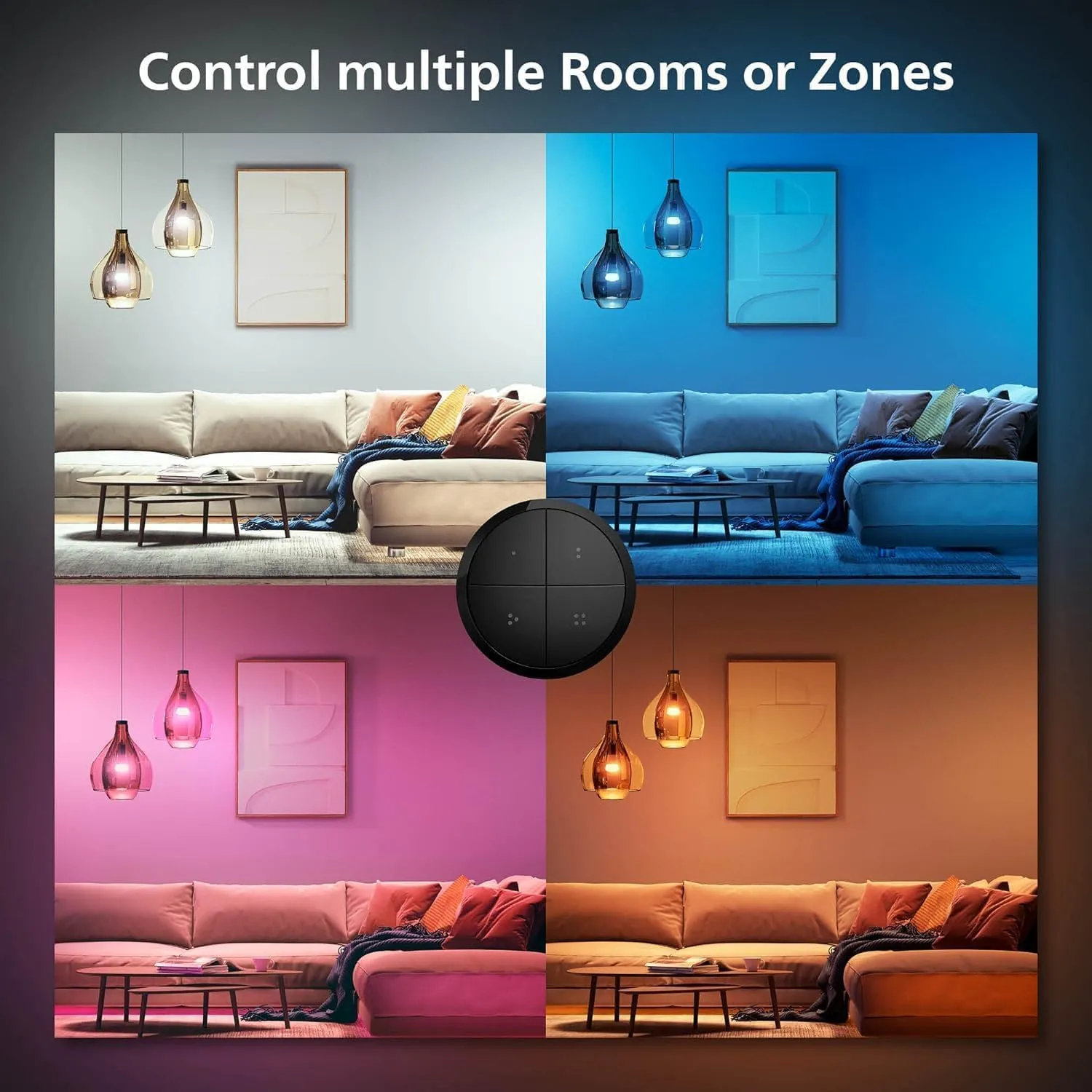 Philips Hue Wall Tap Dial Light Switch, Portable, Black - 1 Pack - Requires Hue Lights and Hue Bridge - Smart Home - Easy, No-Wire Installation