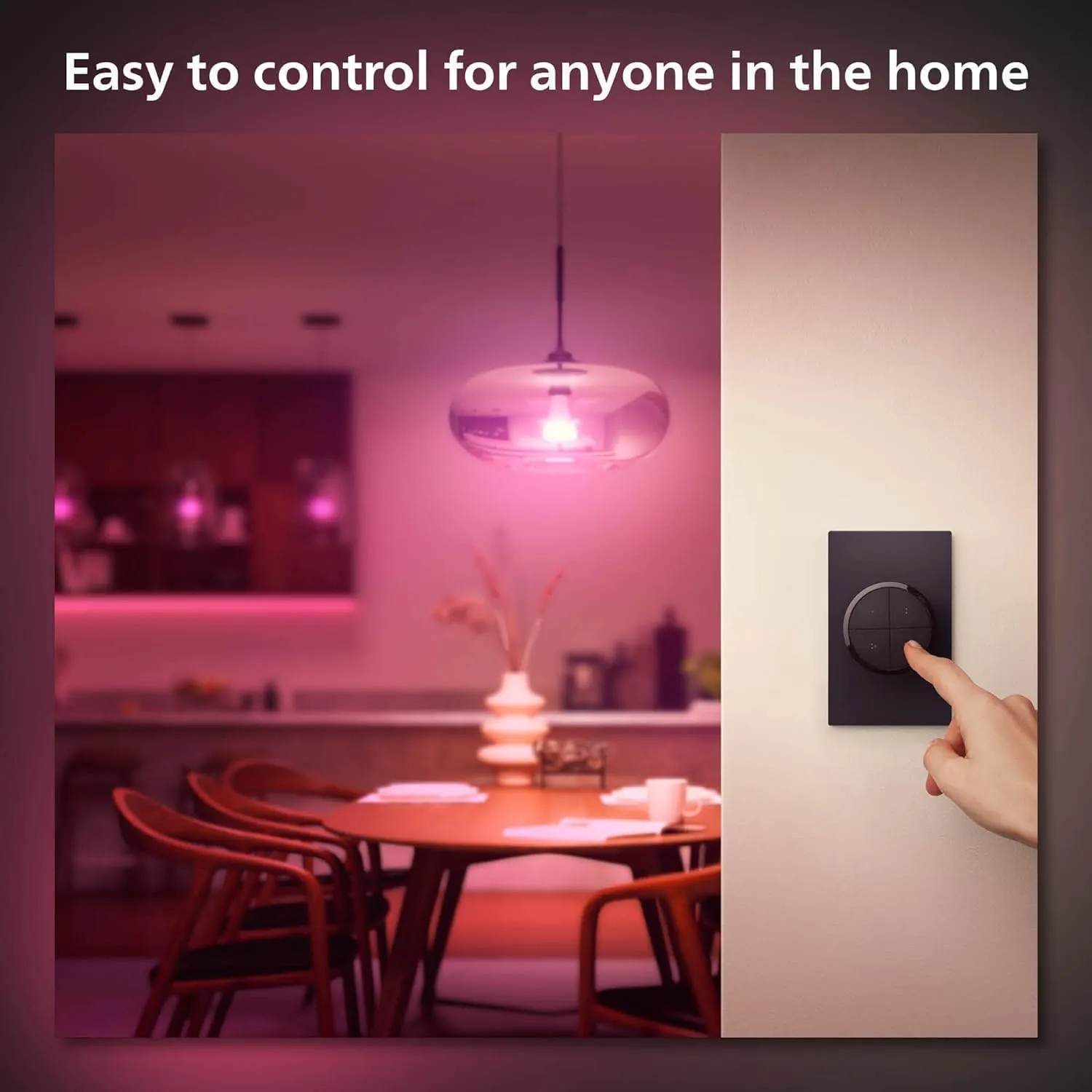 Philips Hue Wall Tap Dial Light Switch, Portable, Black - 1 Pack - Requires Hue Lights and Hue Bridge - Smart Home - Easy, No-Wire Installation