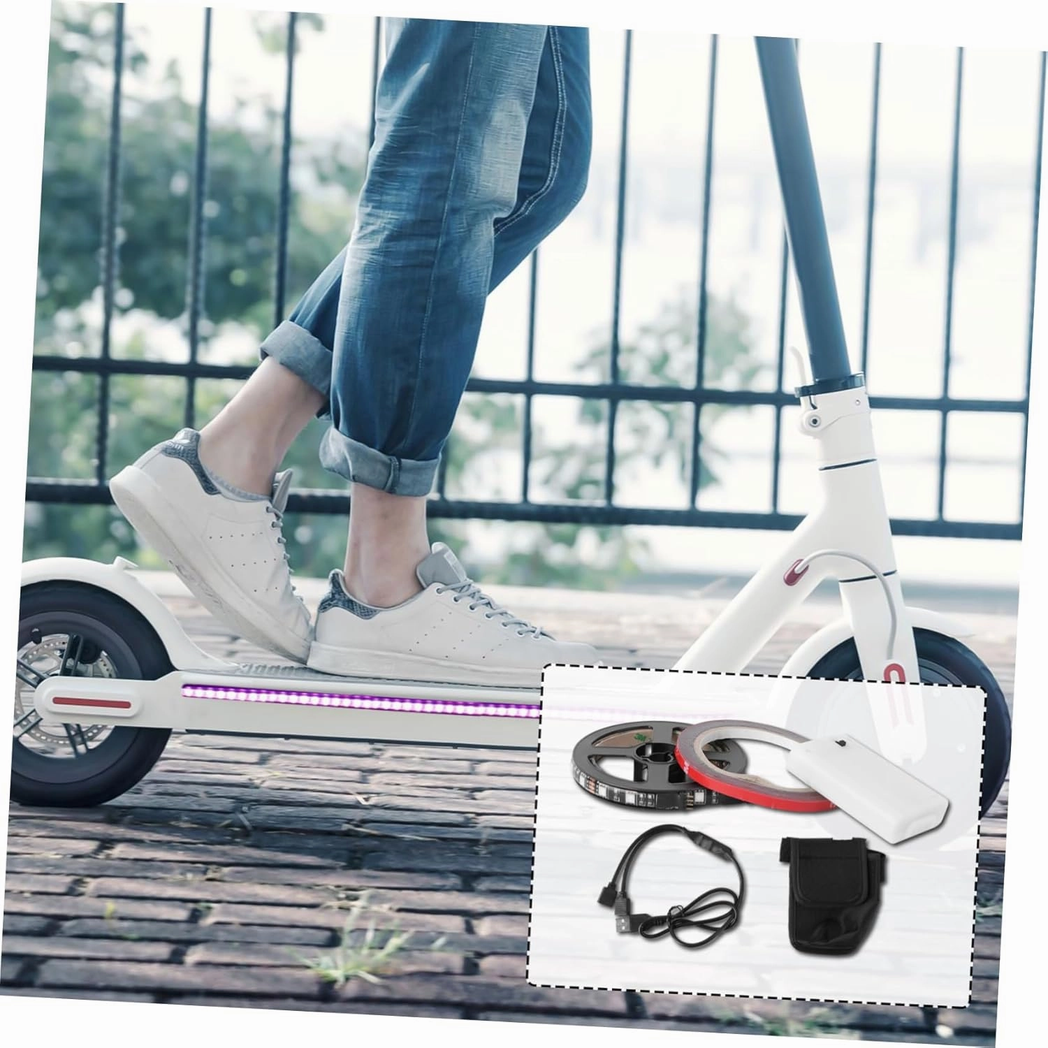 POPETPOP Decorative Light Strip for Electric Scooters Easy Installation Visibility Enhance Safety for Night