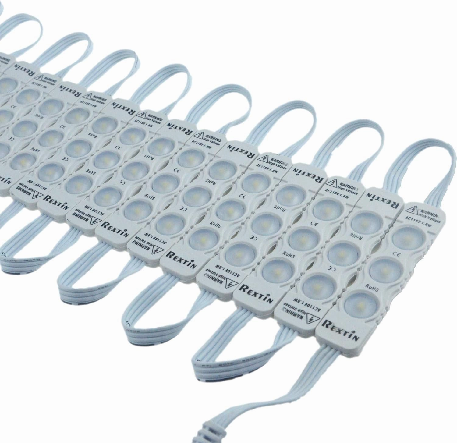 Rextin Super Bright 110V 100pcs New Model 2835 3 LED Module White120-150LM Per Module Waterproof Decorative Light for Letter Sign Advertising Signs with Tape Adhesive Backside (White)