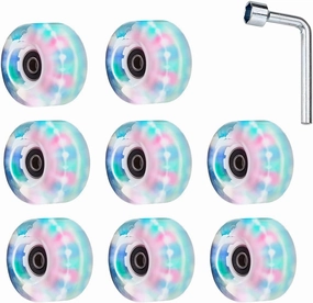 Roller Skate Wheels with Luminous Quad[8 Pack], Light Up Speed Skates Wheels for Indoor or Outdoor Double Row Skating and Skateboard 32mm X 58mm