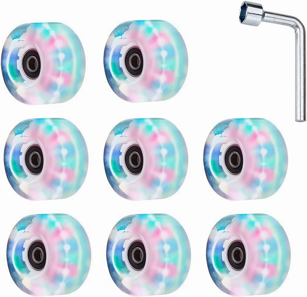 Roller Skate Wheels with Luminous Quad[8 Pack], Light Up Speed Skates Wheels for Indoor or Outdoor Double Row Skating and Skateboard 32mm X 58mm