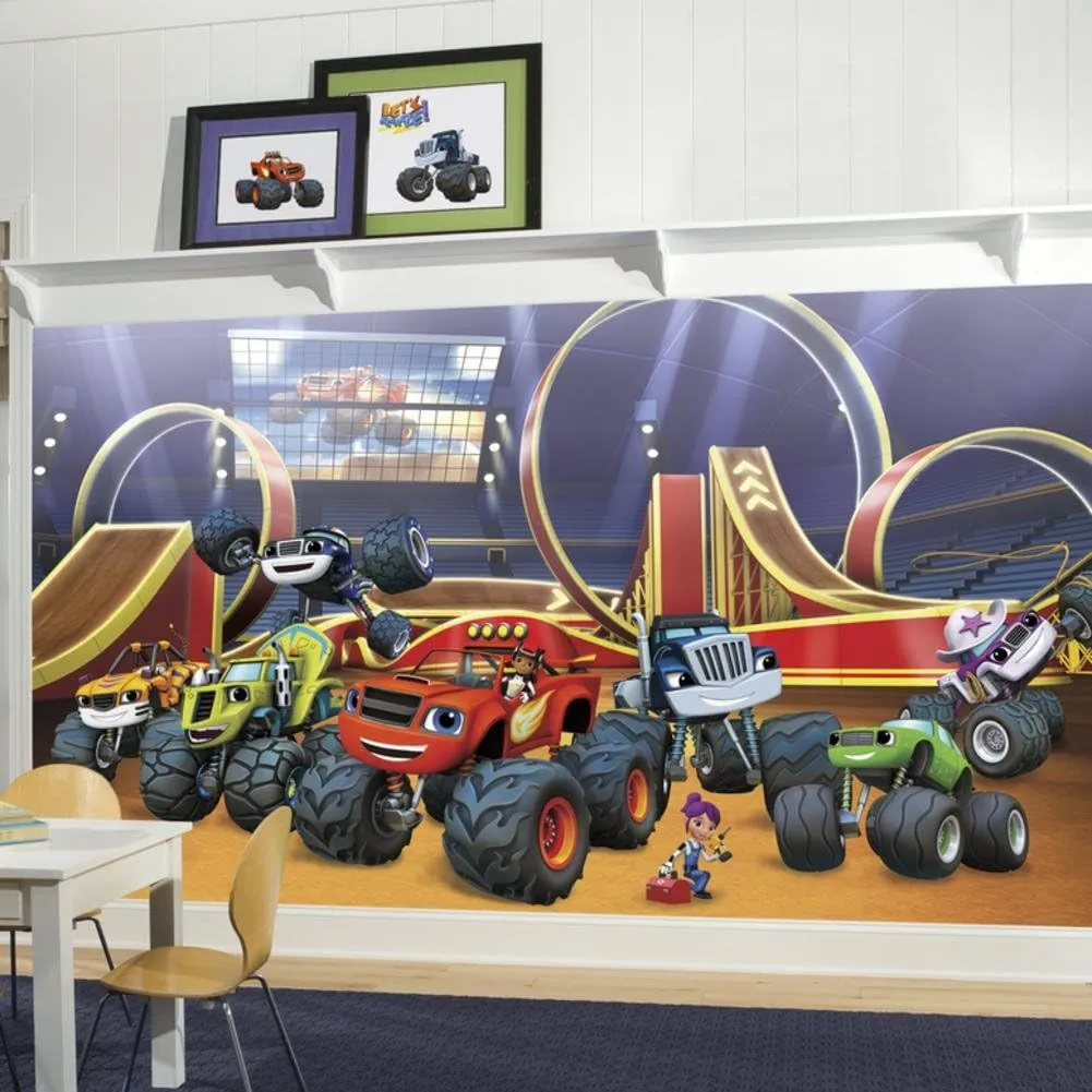 RoomMates JL1373M Blaze & the Monster Machines Spray and Stick Removable Wall Mural - 10.5 ft. x 6 ft.