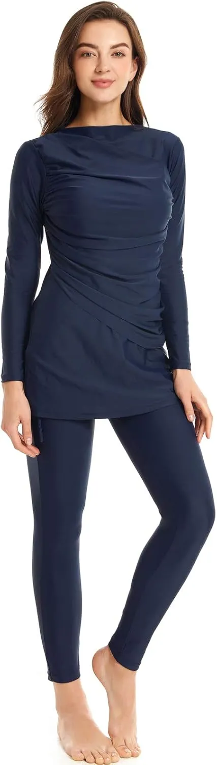 seafanny Women Modest Swimsuit Long Sleeve Burkini Full Cover Muslim Swimwear
