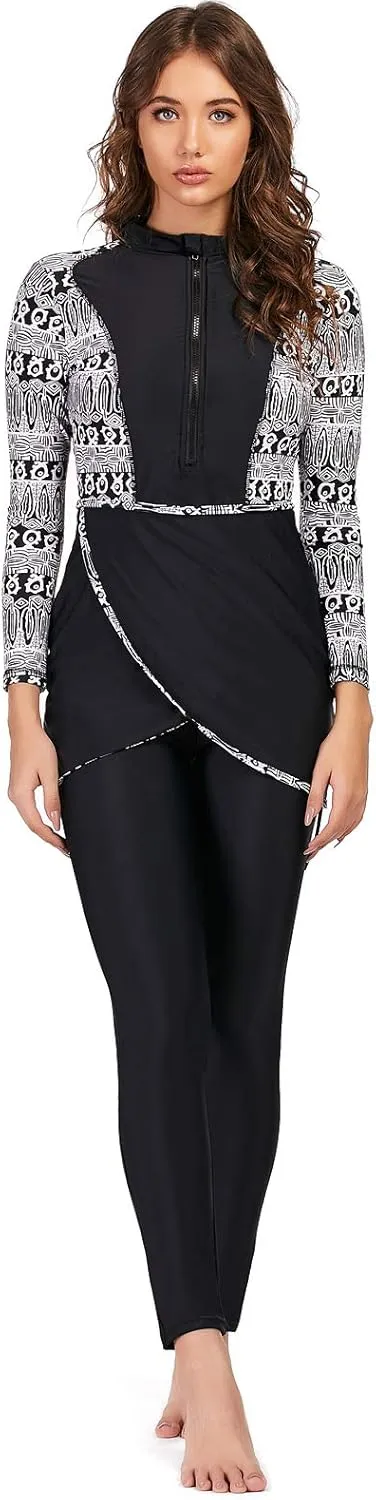 seafanny Women Modest Swimsuit Long Sleeve Burkini Full Cover Muslim Swimwear