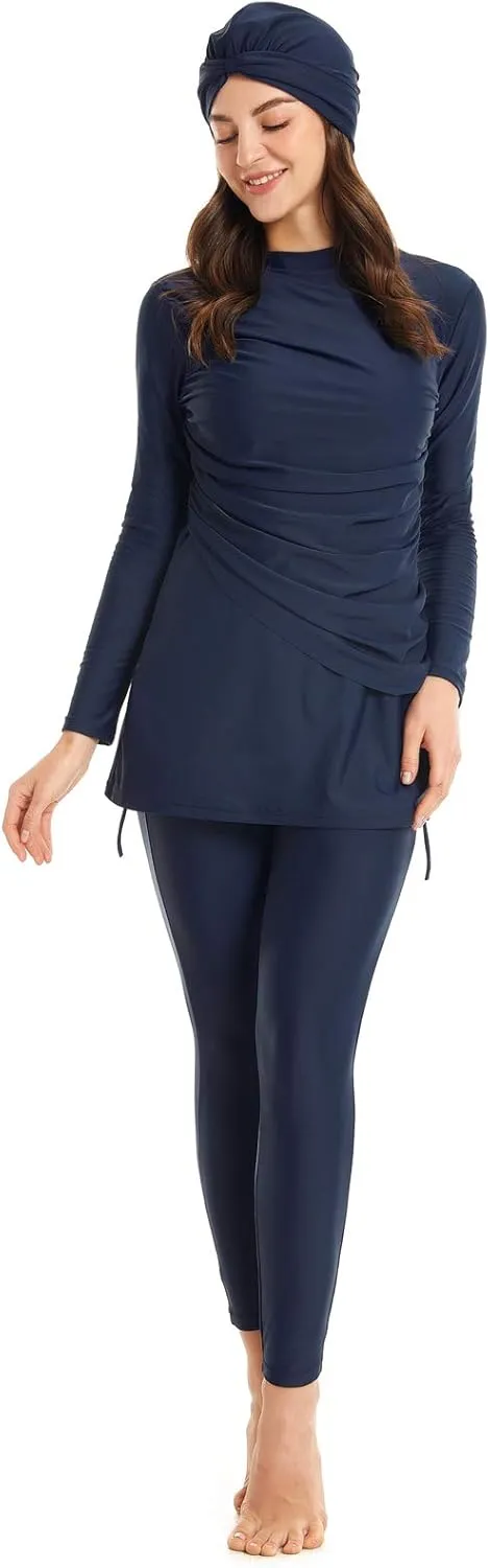 seafanny Women Modest Swimsuit Long Sleeve Burkini Full Cover Muslim Swimwear