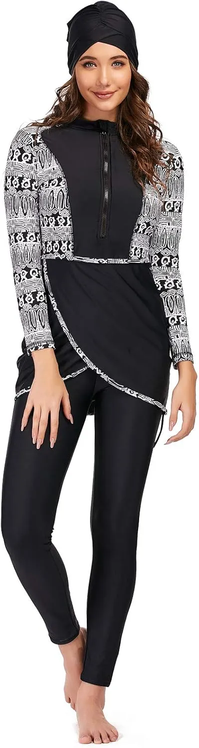 seafanny Women Modest Swimsuit Long Sleeve Burkini Full Cover Muslim Swimwear