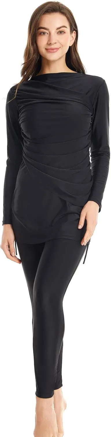 seafanny Women Modest Swimsuit Long Sleeve Burkini Full Cover Muslim Swimwear