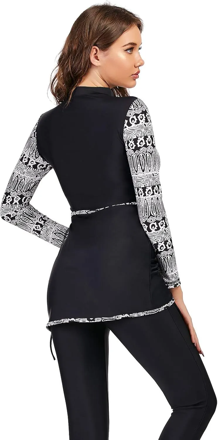 seafanny Women Modest Swimsuit Long Sleeve Burkini Full Cover Muslim Swimwear
