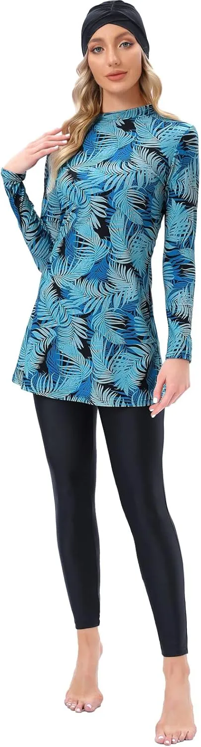 seafanny Womens' Modest Swimsuit 3 Pieces Full Cover Hijab Burkini