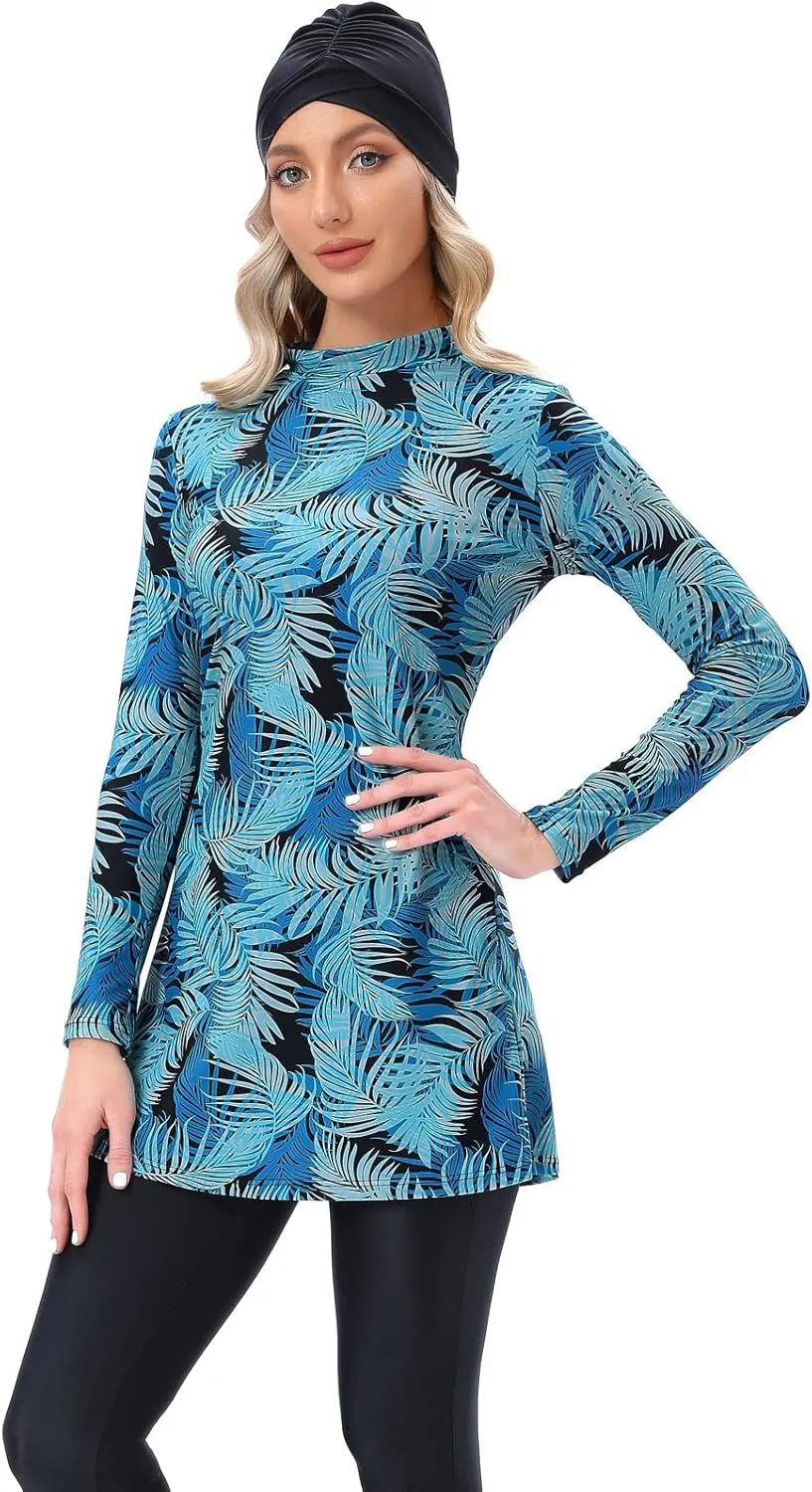 seafanny Womens' Modest Swimsuit 3 Pieces Full Cover Hijab Burkini