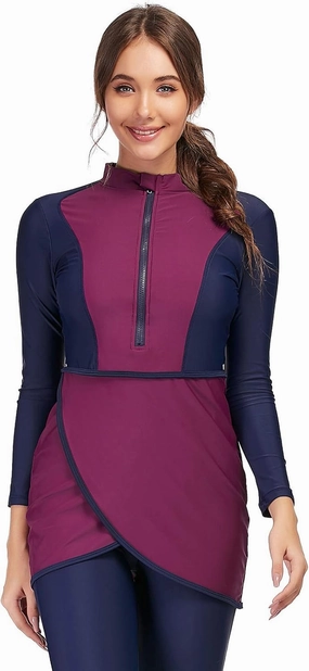 seafanny Women Modest Swimsuit Long Sleeve Burkini Full Cover Muslim Swimwear
