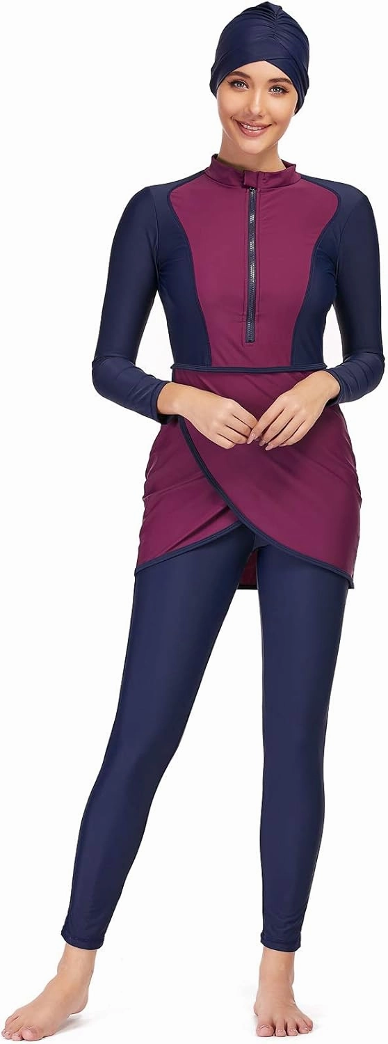 seafanny Women Modest Swimsuit Long Sleeve Burkini Full Cover Muslim Swimwear
