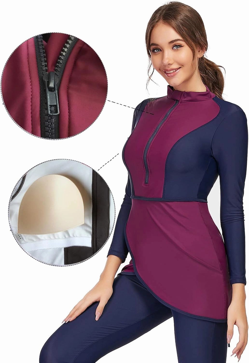 seafanny Women Modest Swimsuit Long Sleeve Burkini Full Cover Muslim Swimwear