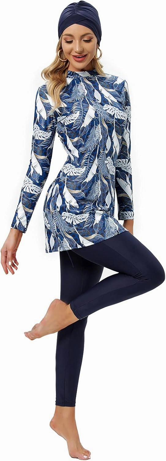 seafanny Womens' Modest Swimsuit 3 Pieces Full Cover Hijab Burkini