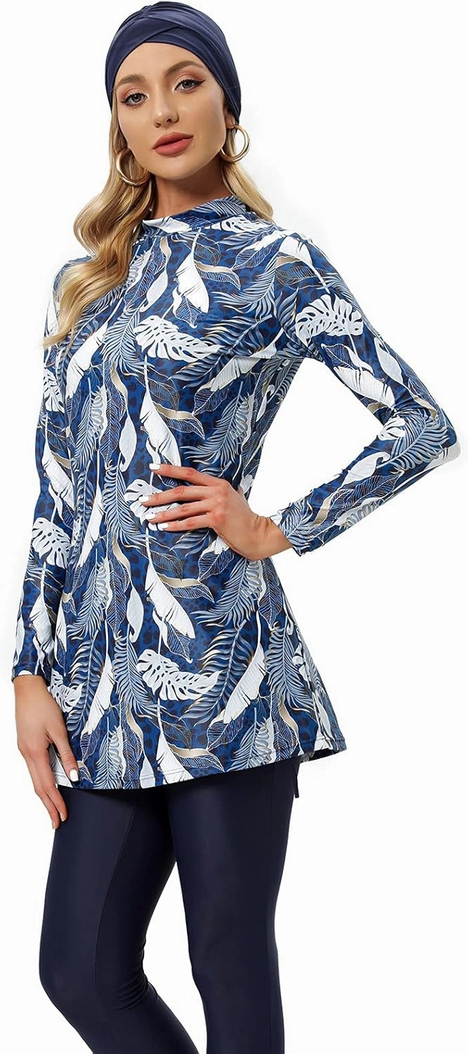 seafanny Womens' Modest Swimsuit 3 Pieces Full Cover Hijab Burkini
