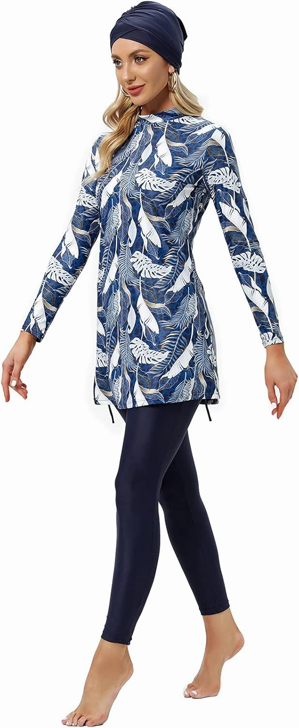 seafanny Womens' Modest Swimsuit 3 Pieces Full Cover Hijab Burkini