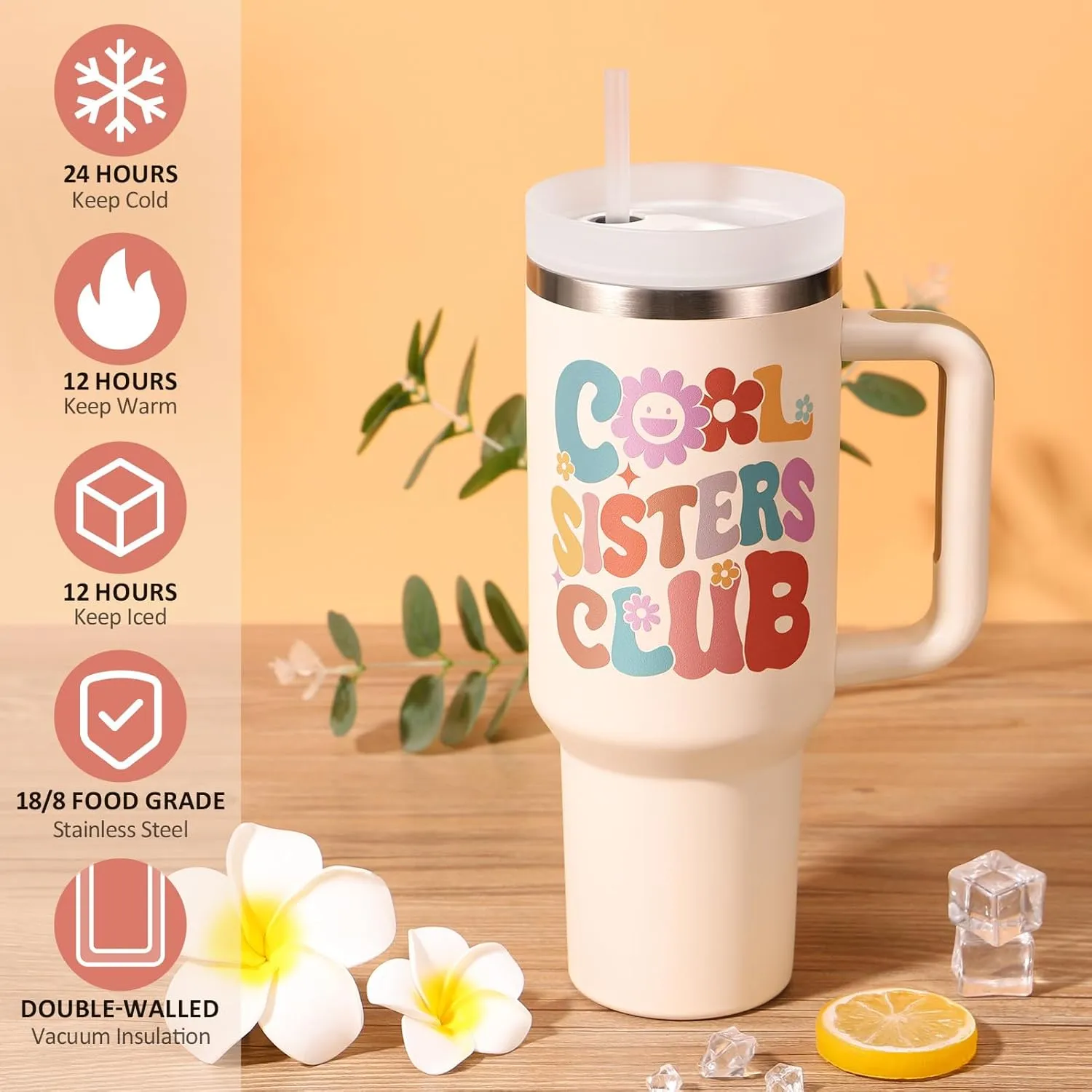 Sisters Gifts from Sister, Birthday Mothers Day Gifts for Little Big Sisters Gift for Sister in Law Thinking of You Gift from Brother, Friends, Bestie, Cool Care Package with 40 OZ Tumbler Makeup Bag