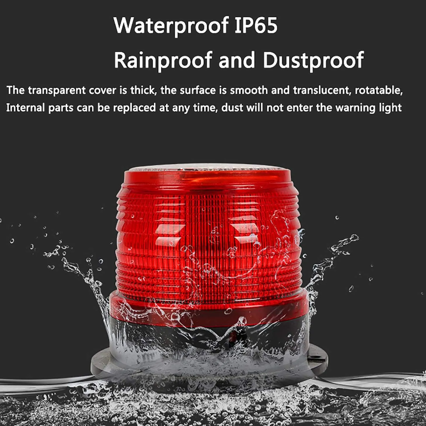 Solar Strobe Warning Safety Flashing Light/Ceiling Strobe Light, with Strong Magnetic Base Waterproof for Construction, Traffic, Factory, Crane Tower, Boat Navigation (Red)