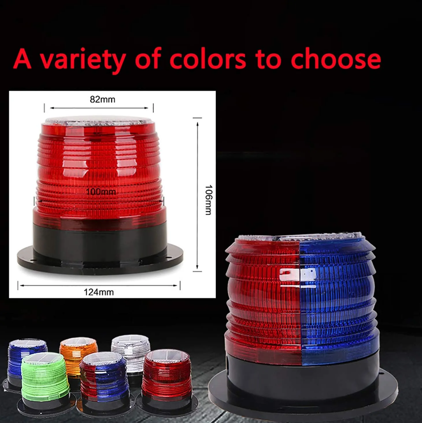 Solar Strobe Warning Safety Flashing Light/Ceiling Strobe Light, with Strong Magnetic Base Waterproof for Construction, Traffic, Factory, Crane Tower, Boat Navigation (Red)