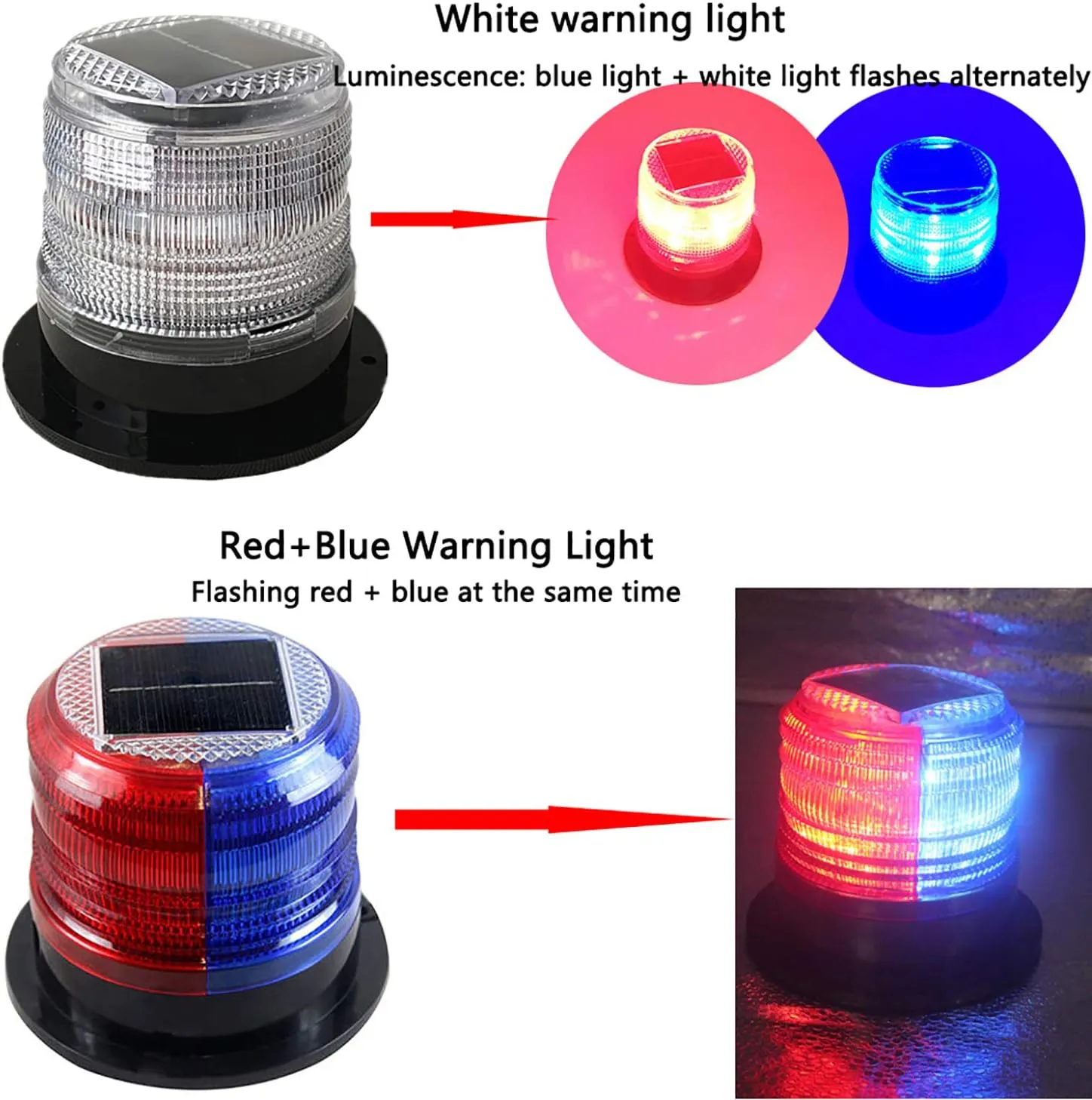 Solar Strobe Warning Safety Flashing Light/Ceiling Strobe Light, with Strong Magnetic Base Waterproof for Construction, Traffic, Factory, Crane Tower, Boat Navigation (Red)