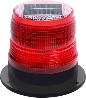Solar Strobe Warning Safety Flashing Light/Ceiling Strobe Light, with Strong Magnetic Base Waterproof for Construction, Traffic, Factory, Crane Tower, Boat Navigation (Red)
