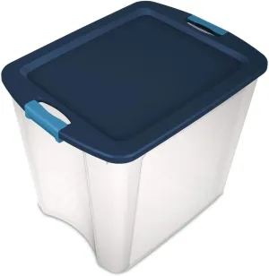 Sterilite® 104 Qt./26 Gal. Latching Storage Bin with Clear Base - True Blue