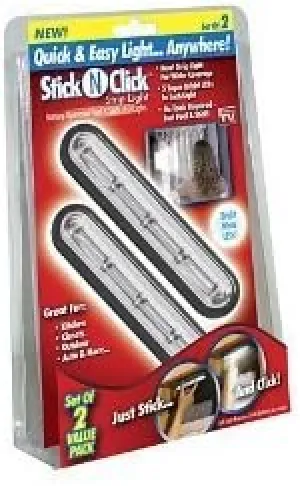 Stick N Click SNCSLR-MC12 Sick N' Click Peel & Stick Strip LED Lights 2 Count