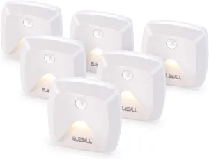 Stick-on Motion Sensor Lights, Warm White LED Night Light, Stick-Anywhere Stair Lights, Closet Light, Battery Operated Wall Light for Kitchen, Hallway, Bedroom, Bathroom, Stairs, 6-Pack