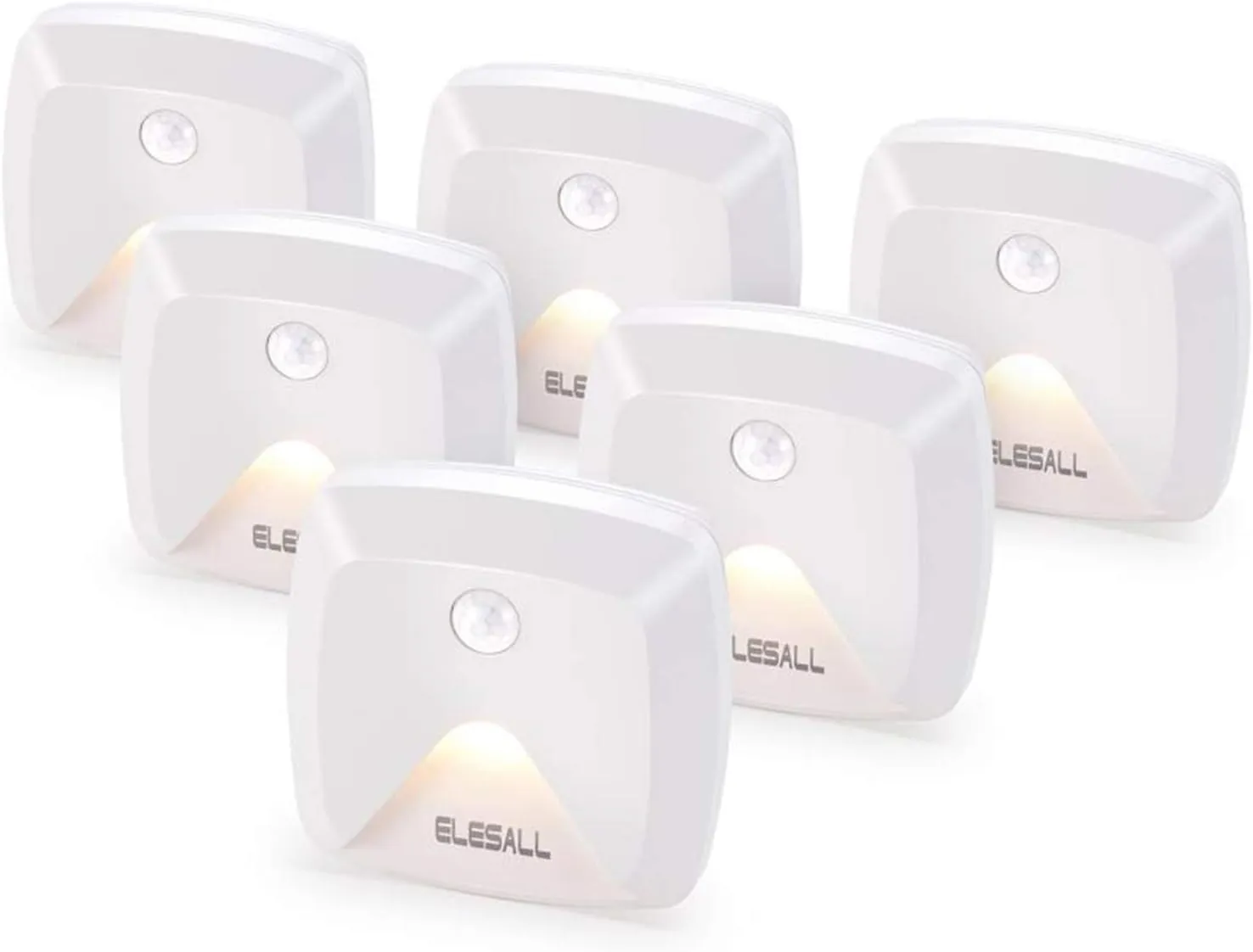 Stick-on Motion Sensor Lights, Warm White LED Night Light, Stick-Anywhere Stair Lights, Closet Light, Battery Operated Wall Light for Kitchen, Hallway, Bedroom, Bathroom, Stairs, 6-Pack