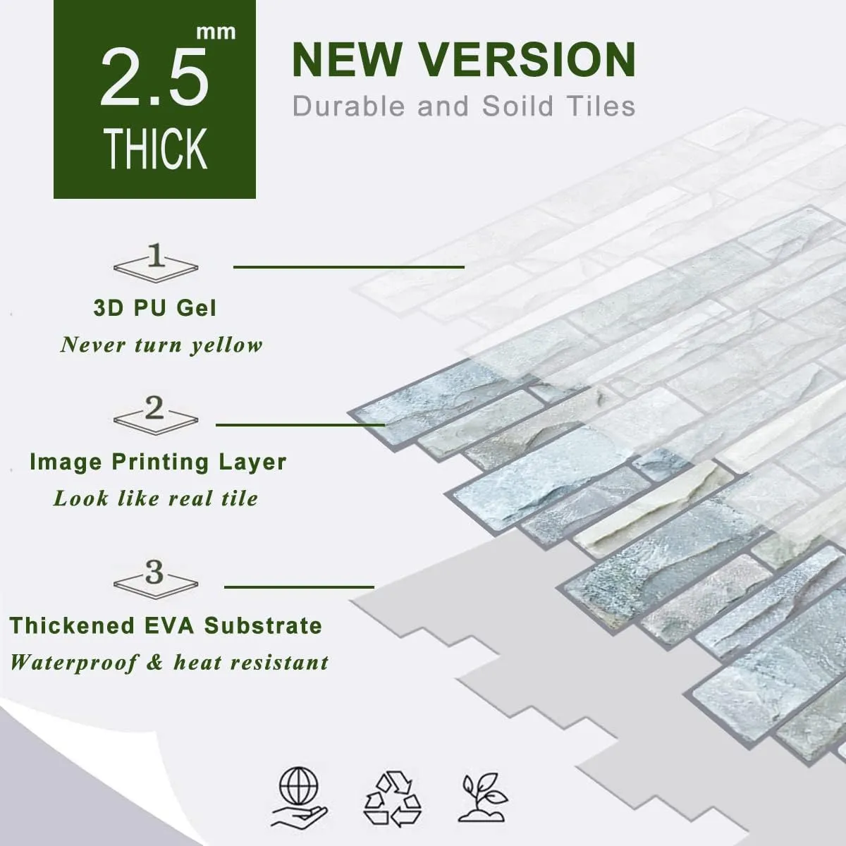STICKGOO 10-Sheet Peel and Stick Backsplash, 12”X12” Self Adhesive Wall Tiles, Stick on Backsplash for Kitchen & Bathroom (Cultured Stone Look, Thicker Design)