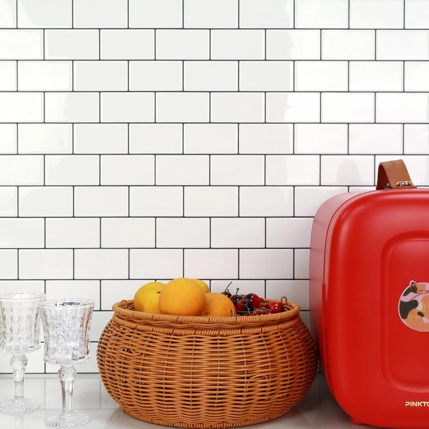 STICKGOO 10-Sheet White Subway Tiles Peel and Stick Backsplash, Stick on Tiles Kitchen Backsplash (Thicker Design)
