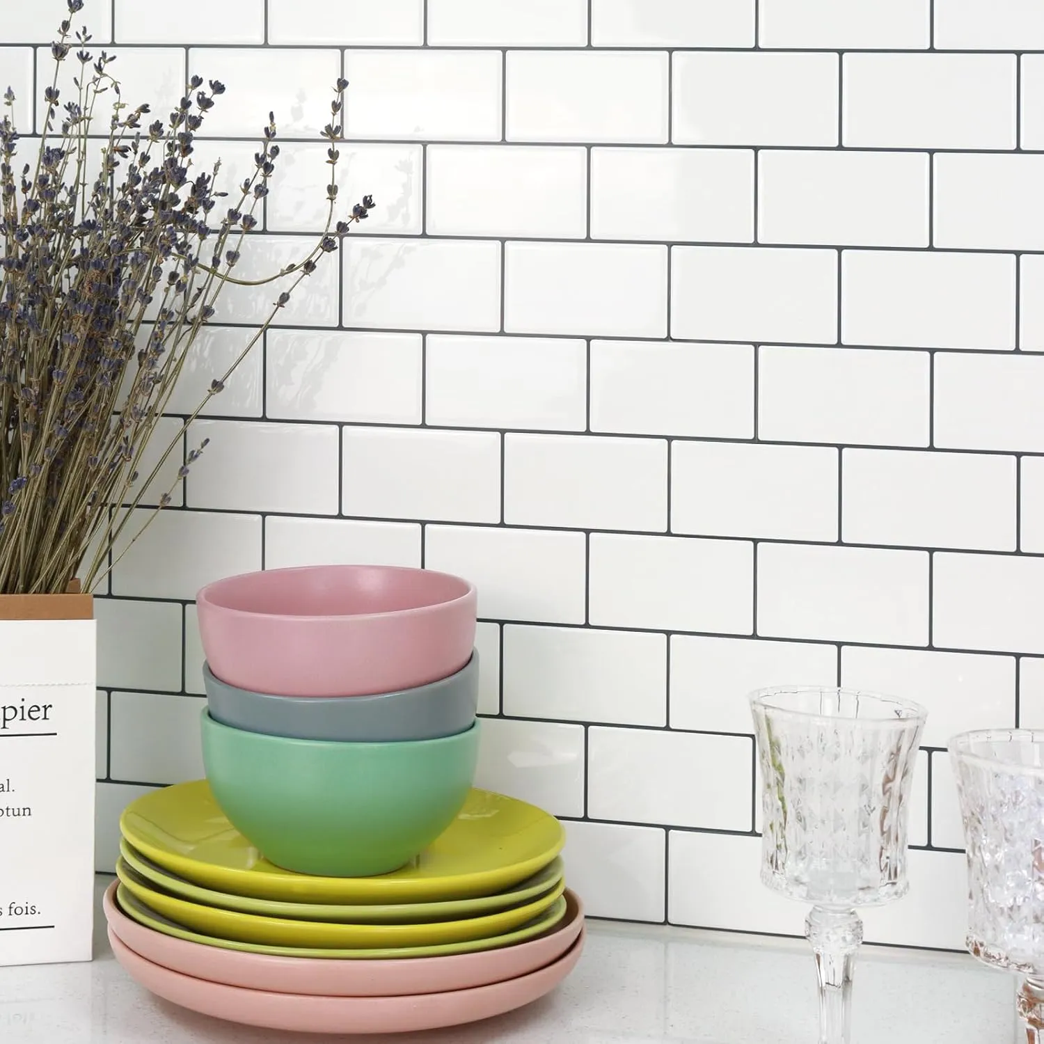 STICKGOO 10-Sheet White Subway Tiles Peel and Stick Backsplash, Stick on Tiles Kitchen Backsplash (Thicker Design)